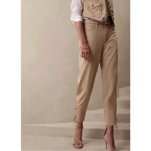 Banana Republic 4L Barrel Leg Riding Chino Women's Pants Equestrian Khaki Safari